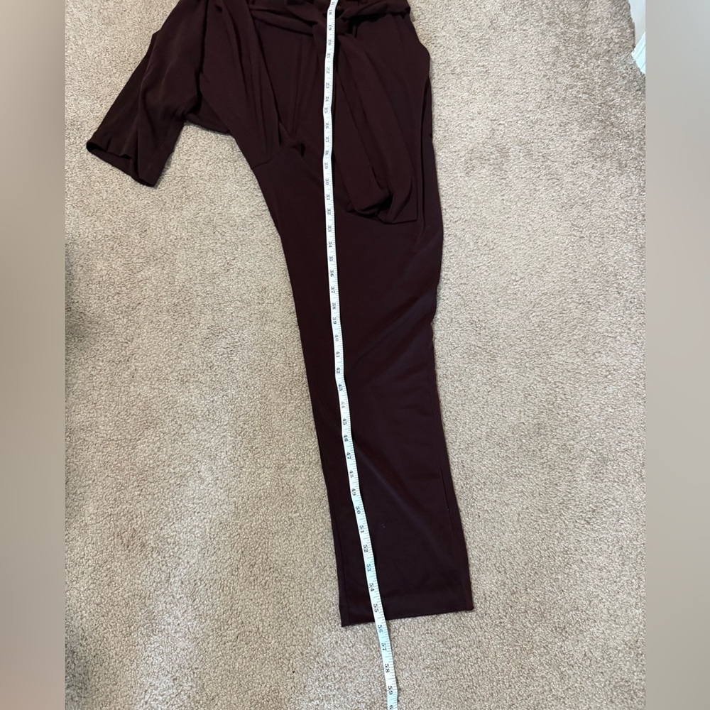 Express Burgundy Faux-Wrap Tie Waist Jumpsuit Size Small - Picture 6 of 7